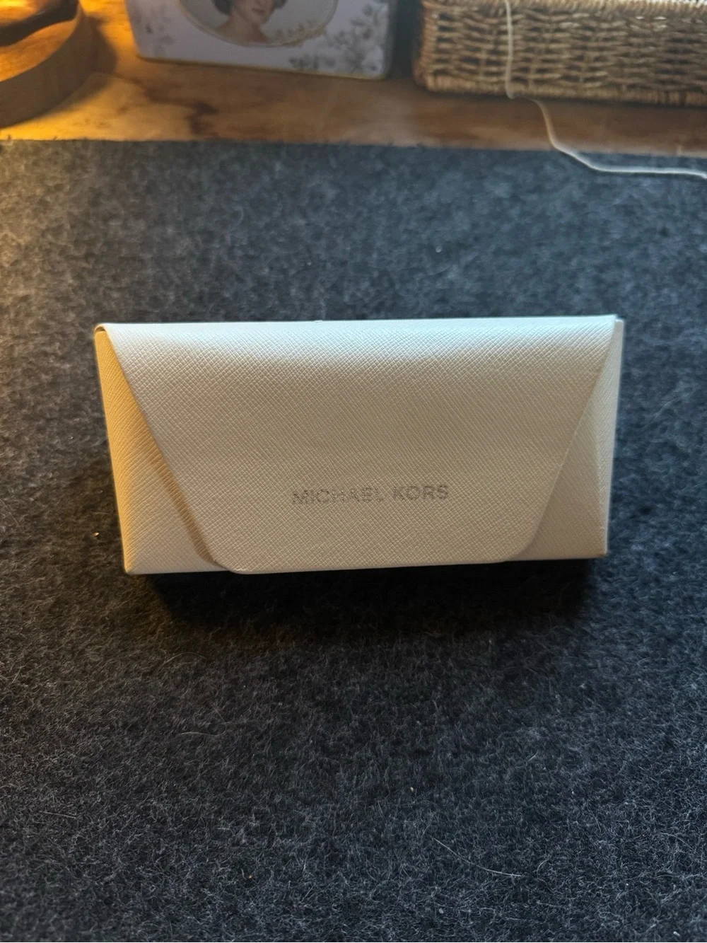 Michael Kors Cream Textured Eyewear Case